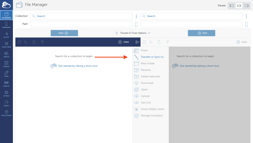 Example of transferring data in Globus